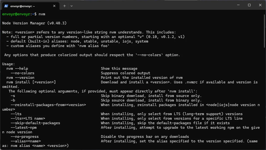 Install NodeJS and NPM with NVM